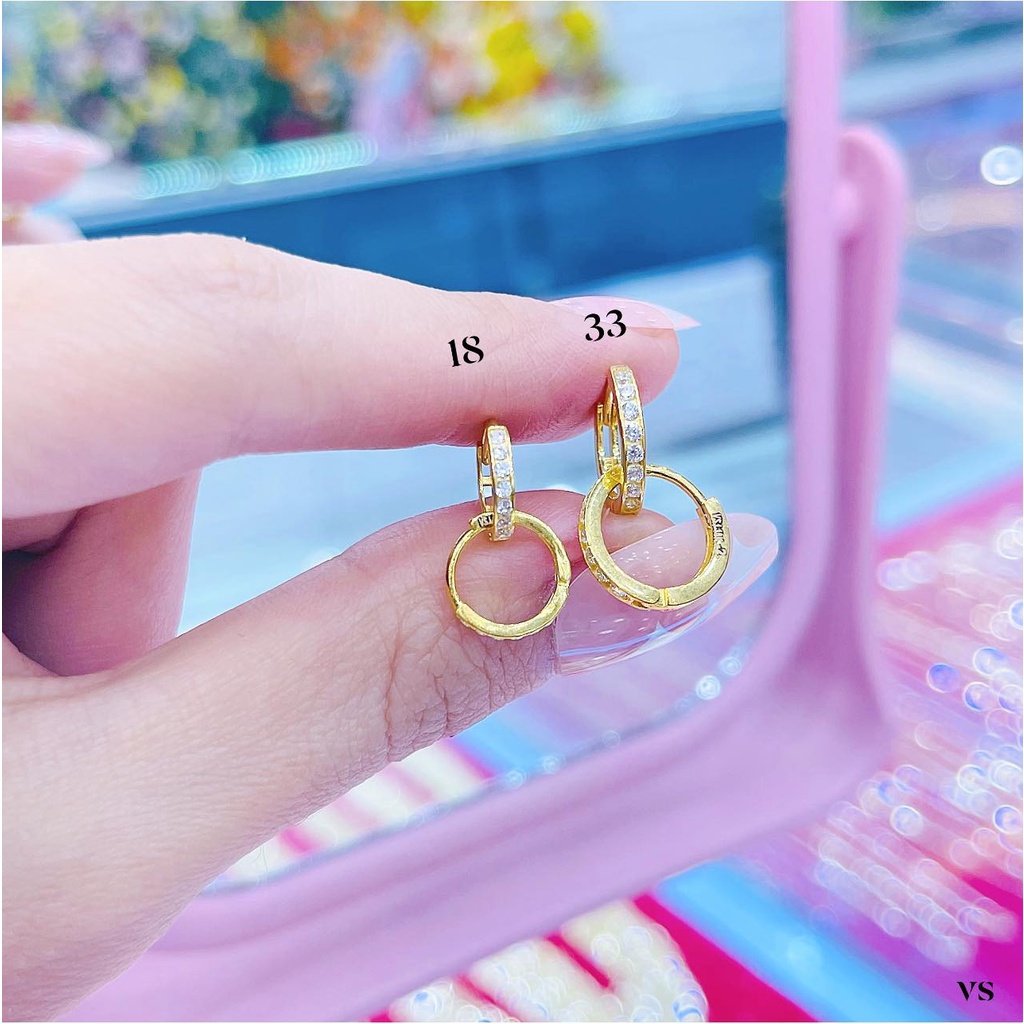 Khuyên tai nam/nữ/bé gái đơn giản Vàng bạc an chi trang sức thời trang hàn quốc trẻ trung