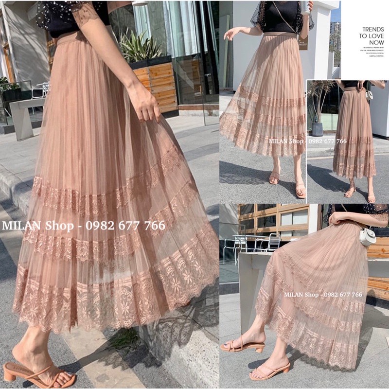 [Mã WASTUP giảm 10% tối đa 30K đơn 99K] Chân váy xếp ly công chúa phối ren dịu dàng nữ tính | BigBuy360 - bigbuy360.vn