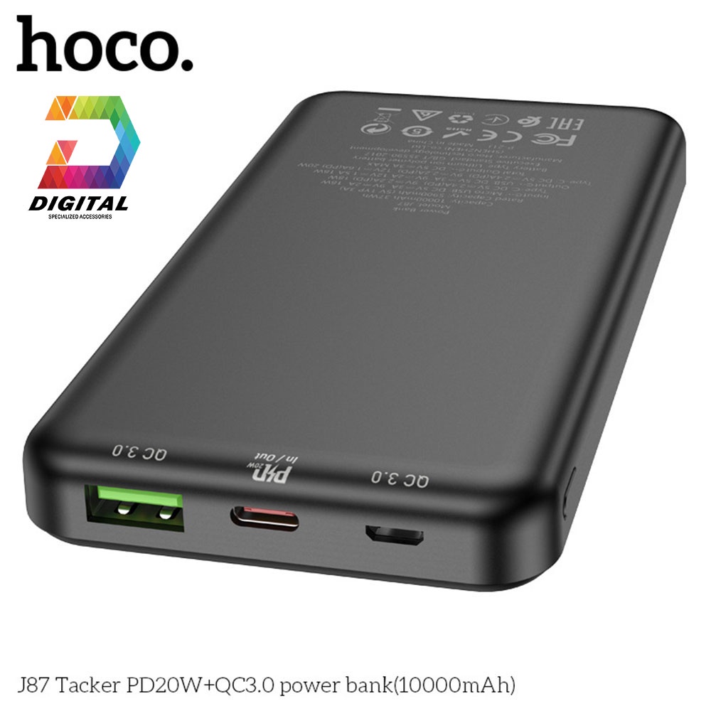 Pin Dự Phòng Hoco J87 10000mAh Chính Hãng ( PD 20W, QC3.0/ PD3.0/ SCP/ AFC Quick charge Power Bank )