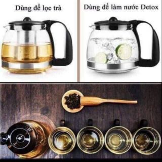 BỘ ẤM PHA TRÀ BẰNG THUỶ TINH KÈM 4 CỐC