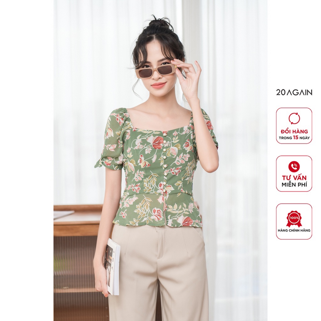 Áo sơ mi ngắn tay cúc bọc 20Again, thiết kế độc đáo, sành điệu ASA0078