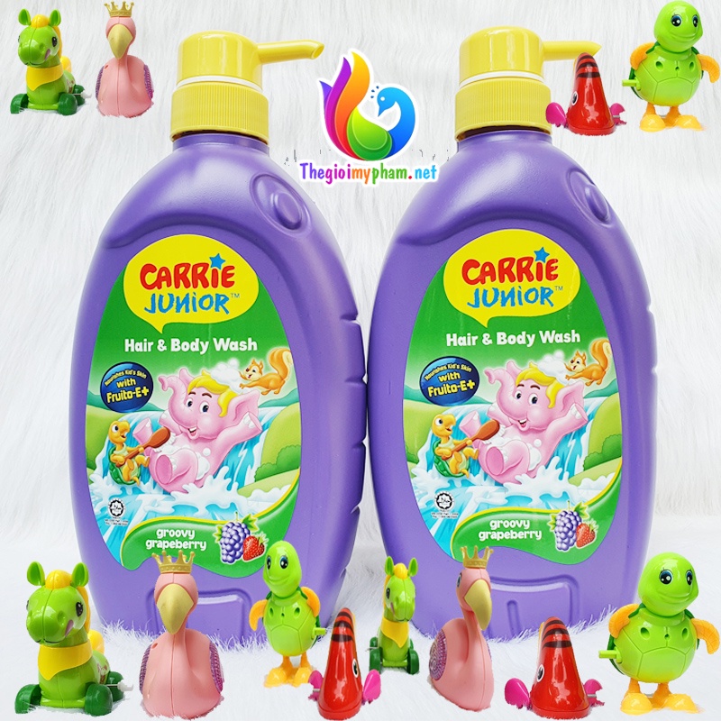 [Tặng Thú Chạy Cót] Combo 2 Sữa Tắm Gội Toàn Thân Em Bé Carrie Junior Hương Grapeberry 700g