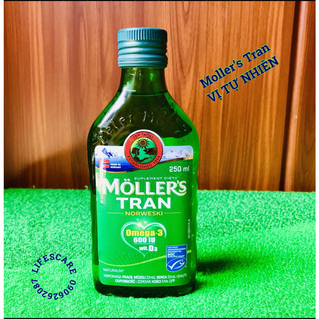 Dầu gan cá tuyết Mollers Tran giàu Omega3 DHA phát triển trí não thị lực cho bé từ sơ sinh