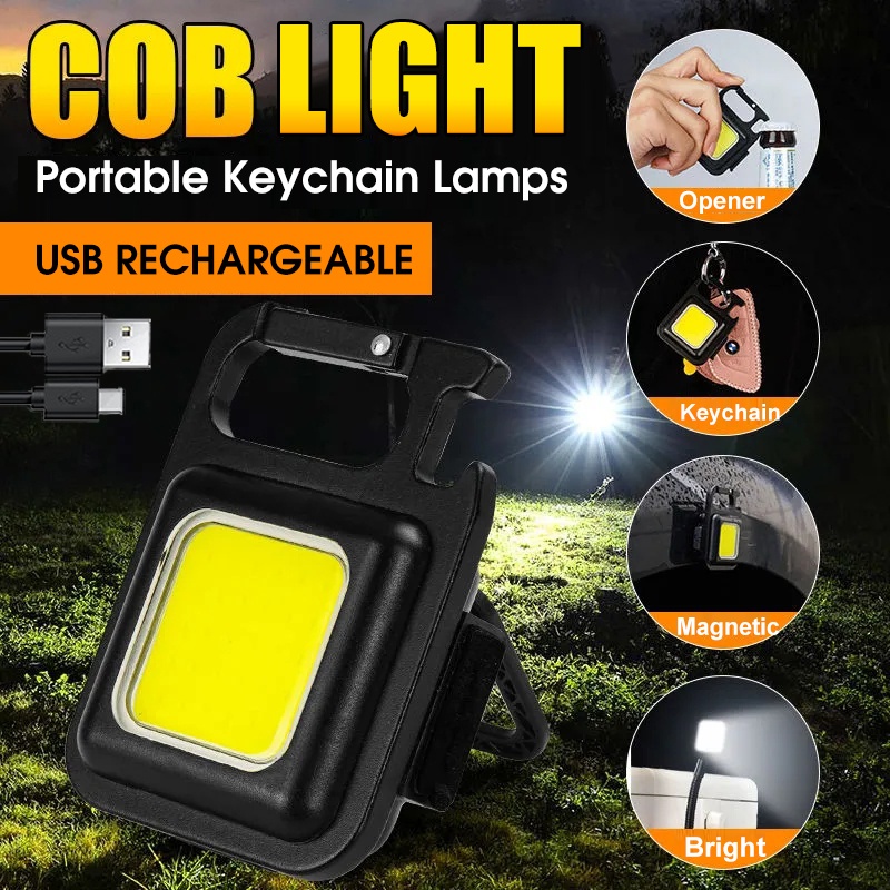 Đèn Pin LED COB Mini Cầm Tay Có Thể Sạc Lại Kèm Móc Khóa Tiện Dụng