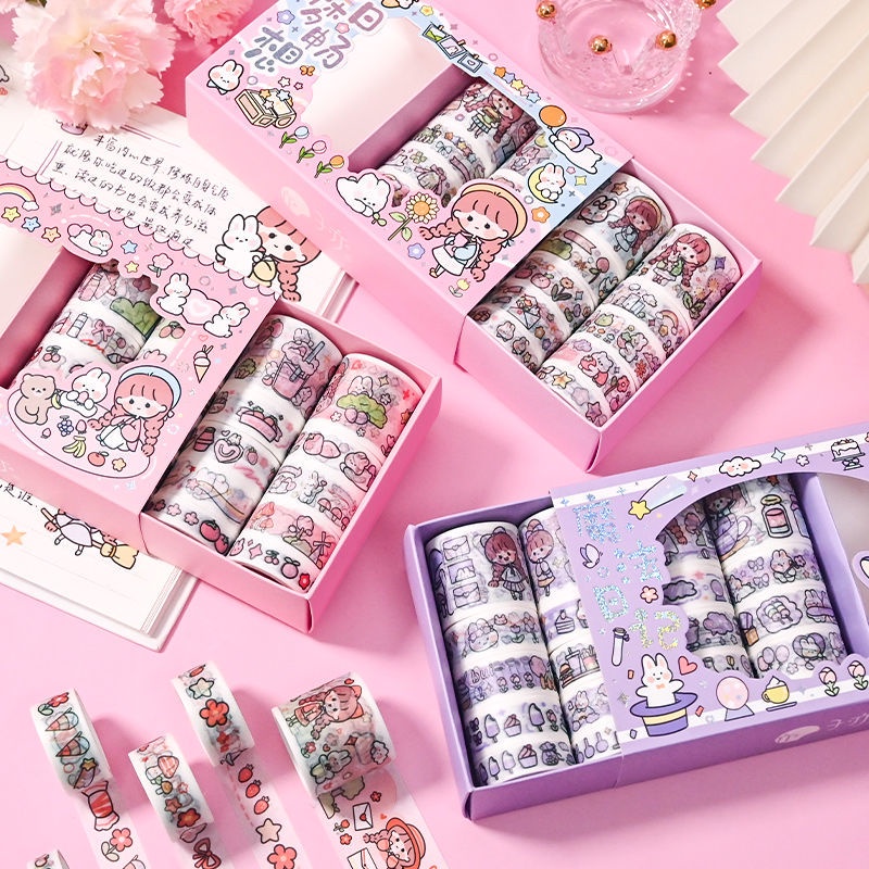 Washi Tape Bộ 20 Cuộn Băng Keo Giấy Dễ Thương Dùng Trang Trí Sổ Tay