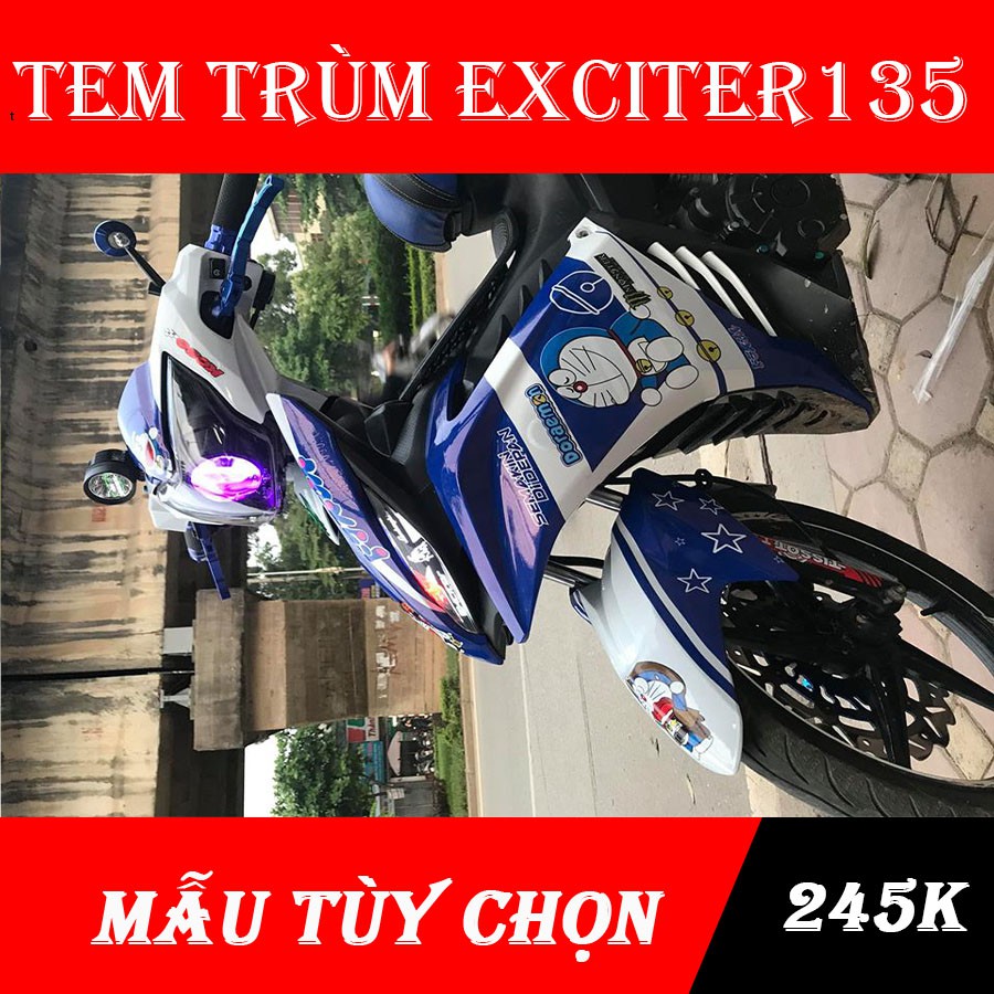 Tem trùm exciter 135ex doremon xanh tím trắng