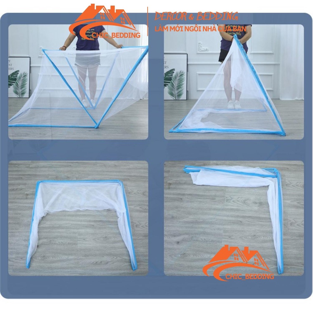 Màn chụp gấp gọn thông minh, mùng chụp tự bung đỉnh chóp đỉnh vuông 1m2 1m6 1m8 2m2