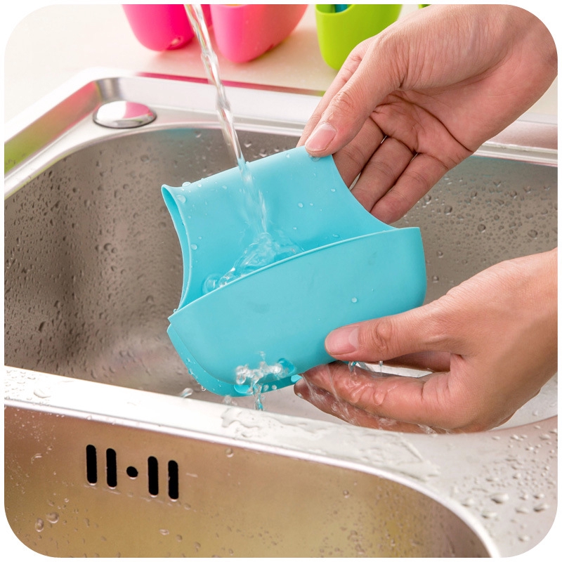 Giỏ Nhựa Đựng Xà Phòng/Miếng Rửa Chén Đa Năng Gắn Bồn Rửa Chén Có Lỗ Thoát Nước Tiện Dụng Cho Nhà Bếp