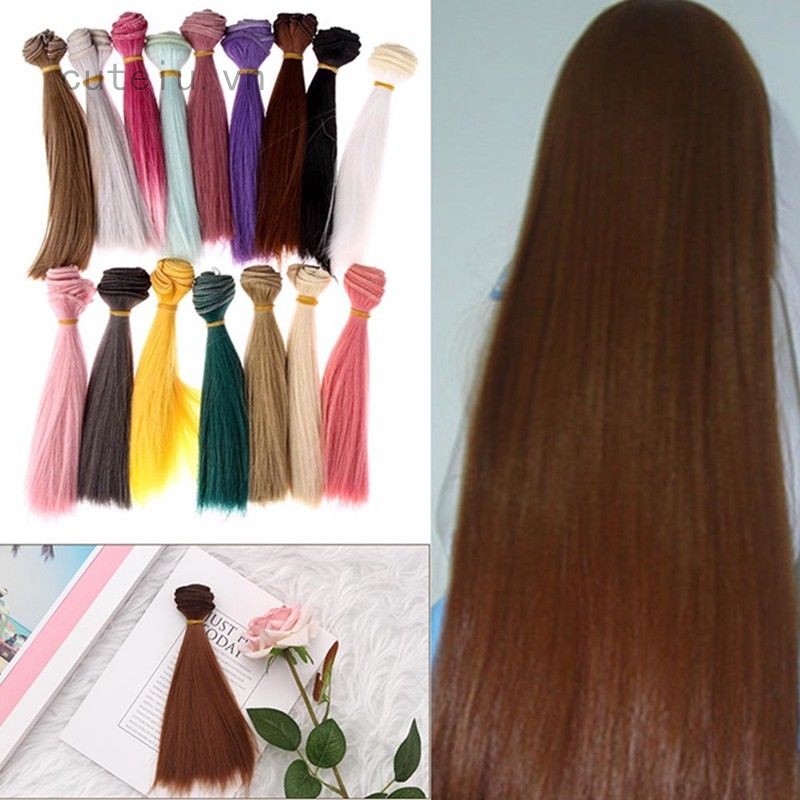 Tóc giả dài 15 cm kiểu thẳng tự nhiên cho búp bê