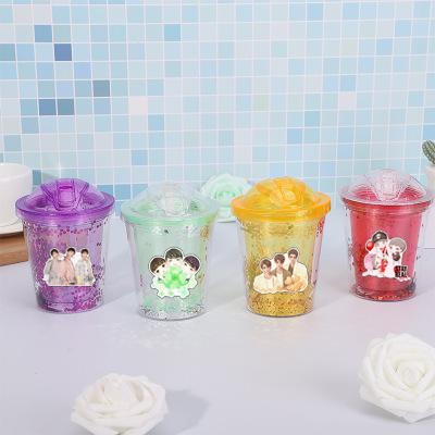 Cốc 2 lớp kim tuyến tfboys CNKI43 cute hoạt hình Cốc sứ pusheen