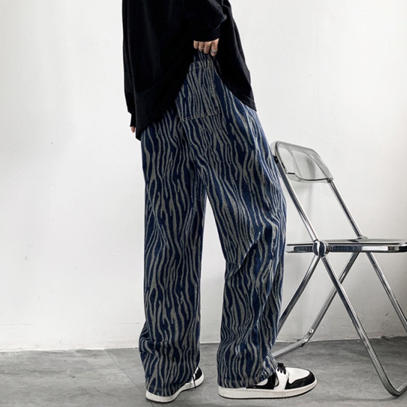 Quần baggy ống rộng họa tiết ngựa vằn phong cách hip hop thời trang cho nam
