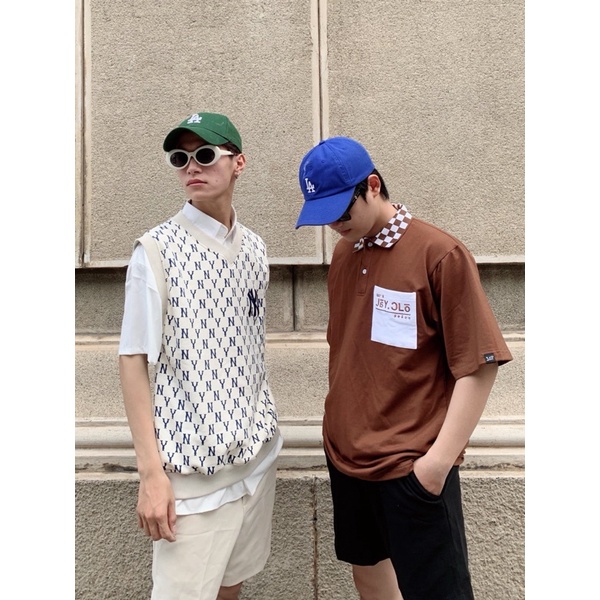 Polo Unisex phối cổ caro JAY SEASON màu NÂU form rộng  Chất thun da cá,form nam nữ unisex JayStoree2