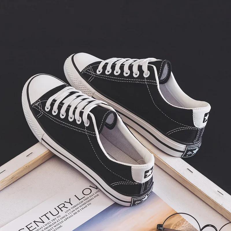 Giày Vải canvas Cổ Thấp Màu Trắng Phong Cách Hàn Quốc Thời Trang Xuân Thu Cho Nữ