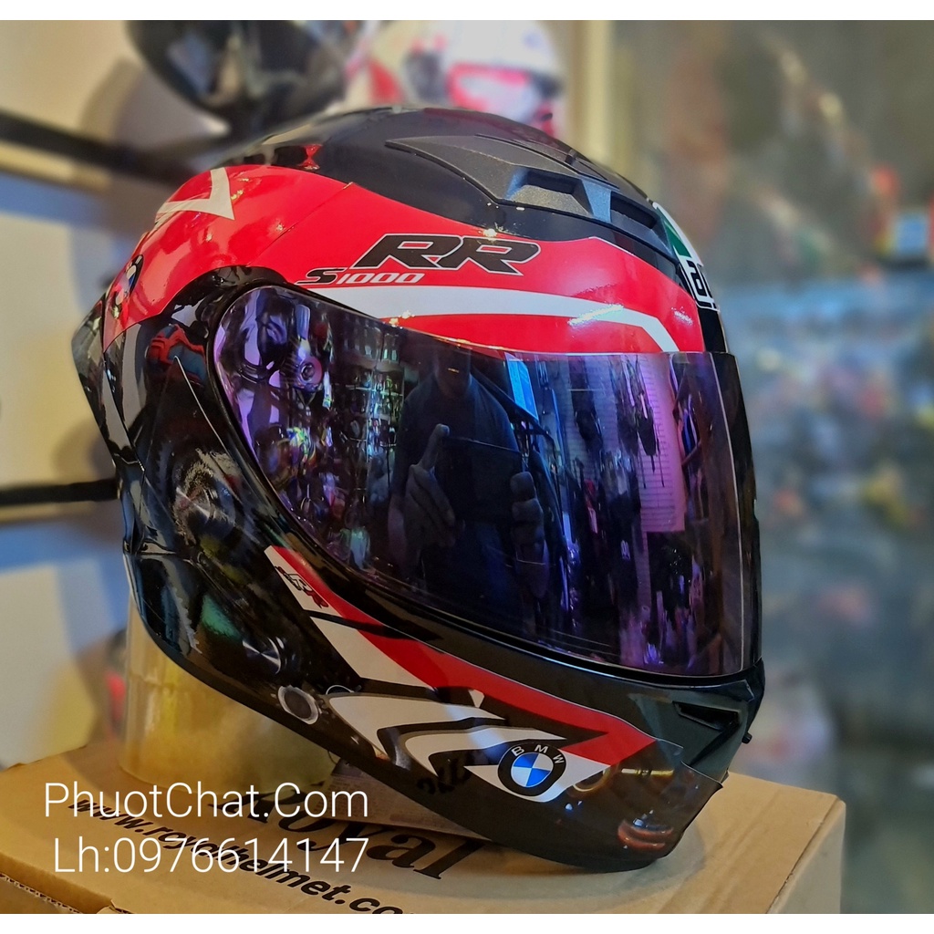 Nón bảo hiểm Fullface M266 đen bóng siêu đẹp dán tem RR