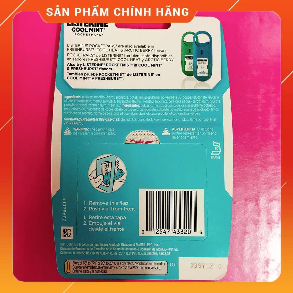 [HANG_MY] Miếng ngậm thơm miệng Listerine Pocketpaks vị Cool Mint [CHINH_HIEU]