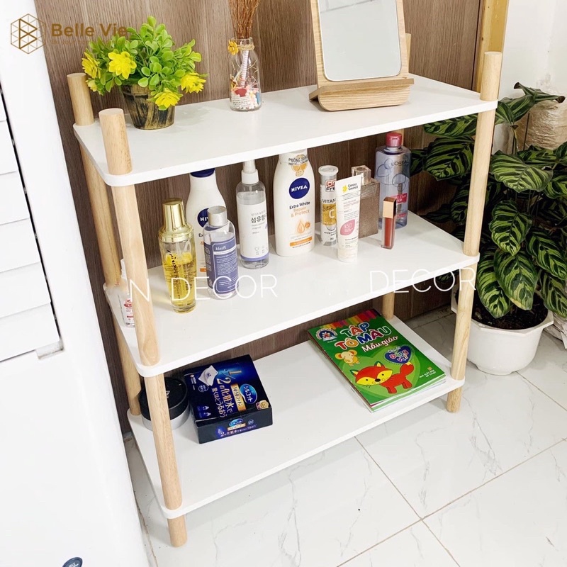 Kệ Gỗ 3 Tầng Decor Phong Cách Bắc Âu MIMO FURNITURE Giá Trưng Bày Sản Phẩm Đa Năng, Lắp Ráp Tiện Ích