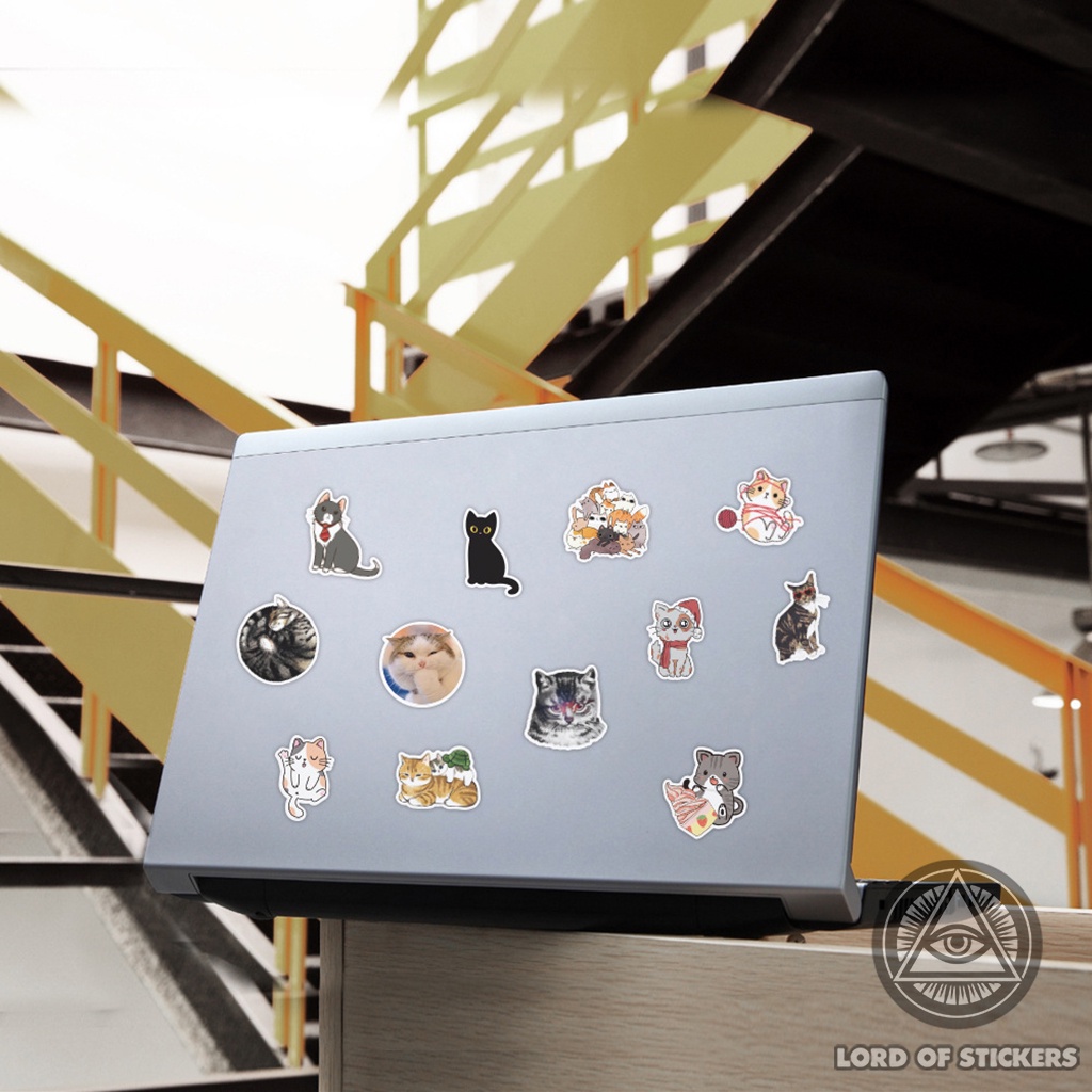 Set 100 Nhãn Dán Mèo Dễ Thương Sticker Cute Phong Cách Hoạt Hình Chống Thấm Nước Trang Trí Mũ Nón Bảo Hiểm, Laptop, Sổ