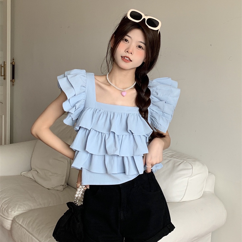Áo Sát Nách Cổ Vuông Nhiều Lớp Phối Bèo Dễ Thương  tao bao