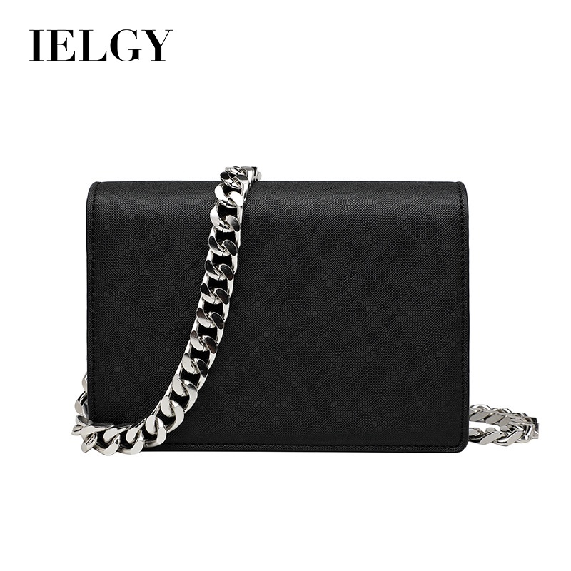 Ielgy Túi Đeo Vai Ielgy Hình Vuông Cỡ Nhỏ Màu Đen Phối Dây Xích Thời Trang Cho Nữ