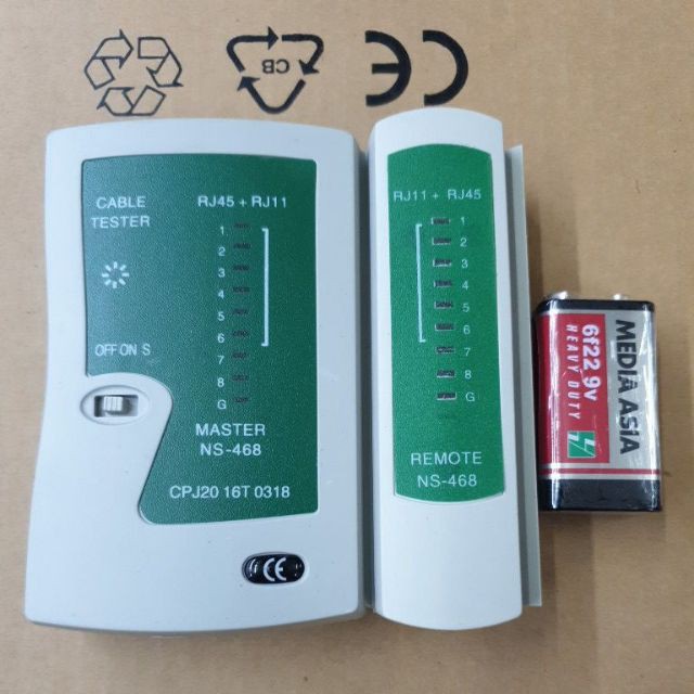 Bộ Test Cáp Mạng 468 (tặng kèm pin) .Hộp Kiểm Tra Dây Mạng - RJ45 RJ11 Hàng chính hãng