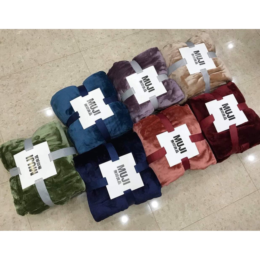 Chăn Lông Thỏ Muji Xuất Nhật Cao Cấp, Siêu Mềm Mịn - Chăn Nhung Tuyết Muji 2m*2m3 nặng 1,8kg