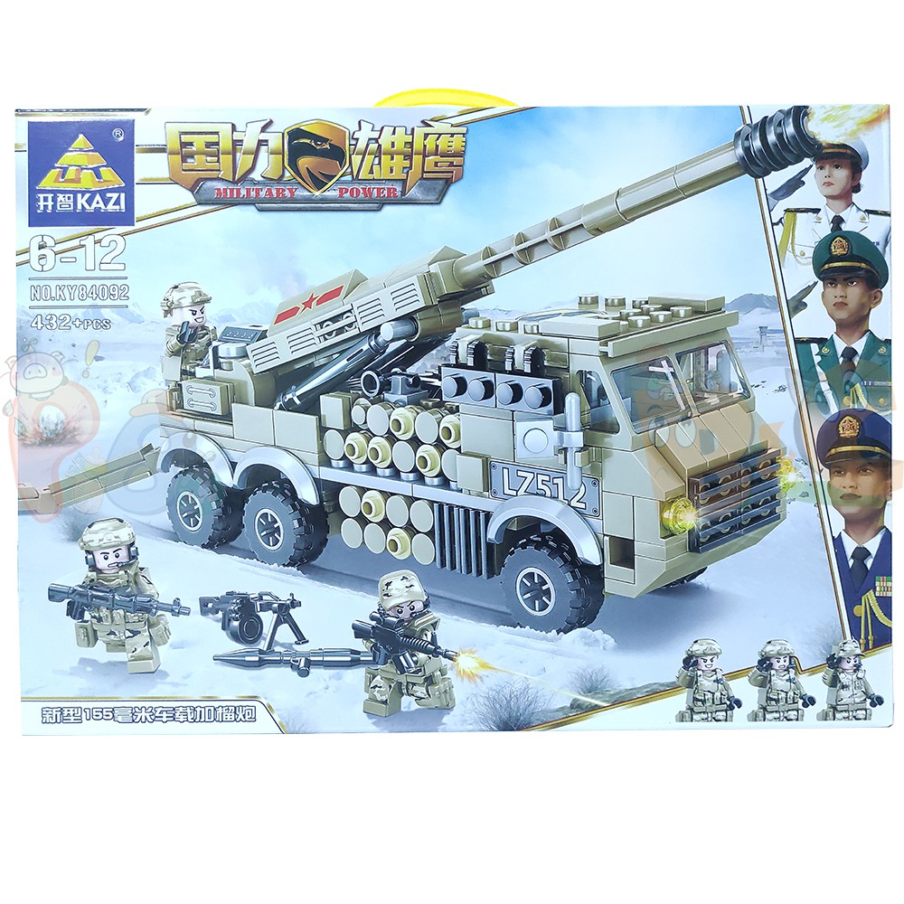 Lego Xe Tải Bắn Pháo - Đồ Chơi Lego Lắp Ghép Xe Quân Sự: Xe Chở Pháo Binh Hạng Nặng - 432+ Chi Tiết - PiBo