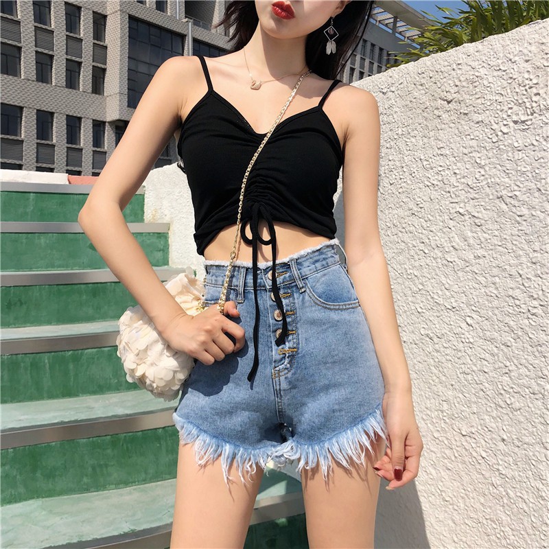 5 Colors Crop Top Women Korean Casual Sexy Solid Color Sling Sleeveless Tops