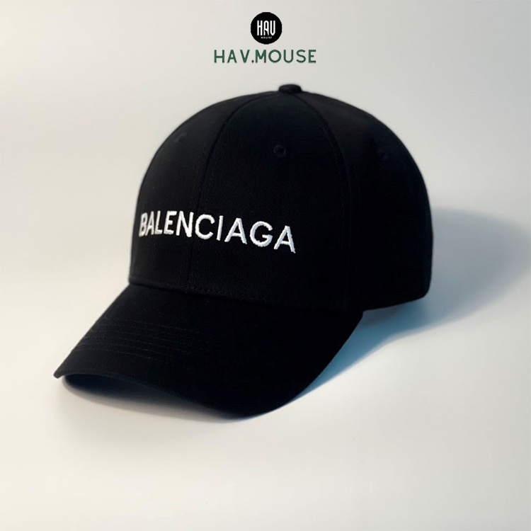 Nón kết Mũ lưỡi trai Balenciaga đen logo trắng thêu tinh tế Free Size Full hộp