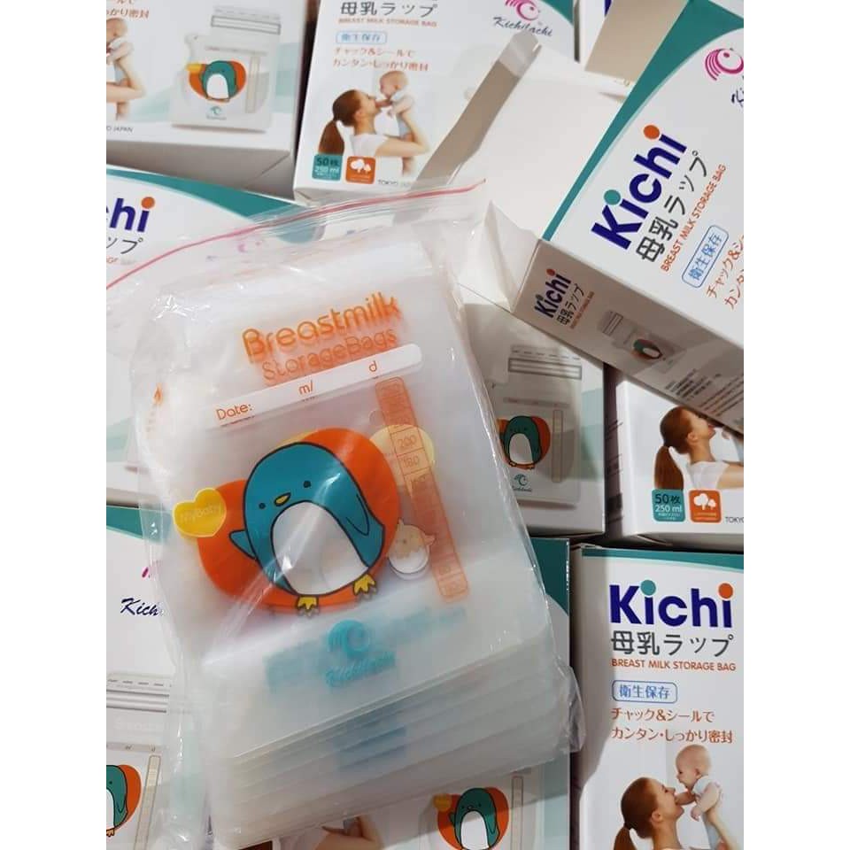 Túi Trữ Sữa Kichi Kichi❤Đựng sữa mẹ,zip 2 lớp Nhật Bản-A06