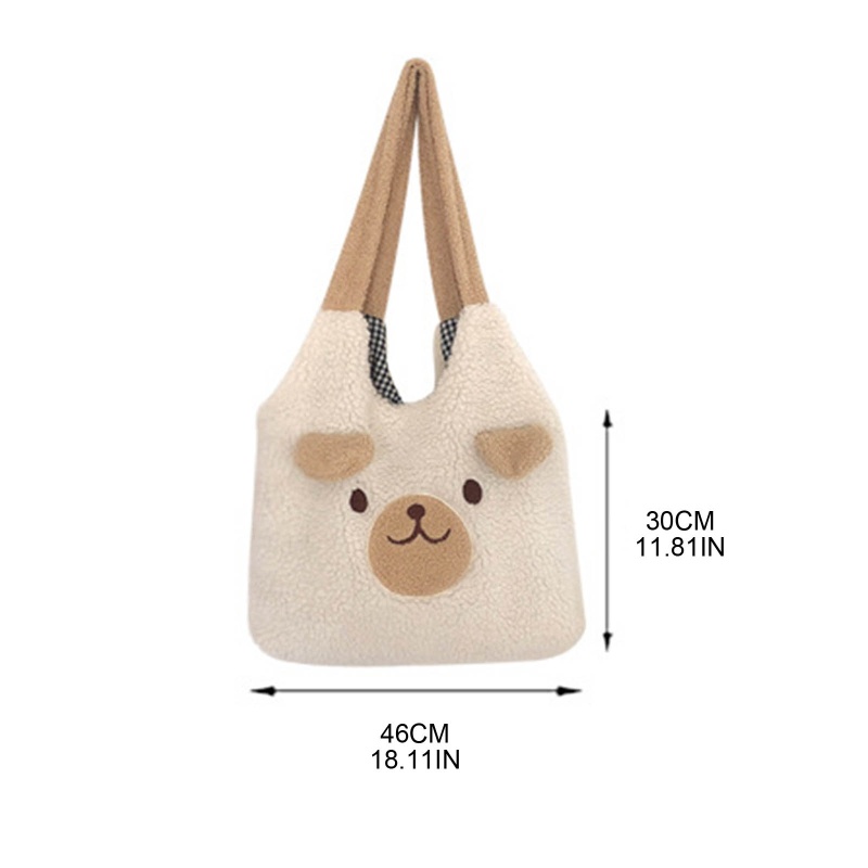 Túi Tote Đeo Vai / Xách Tay Bằng Vải Bông Kích Thước Lớn In Họa Tiết Gấu Hoạt Hình Dễ Thương Cho Nữ