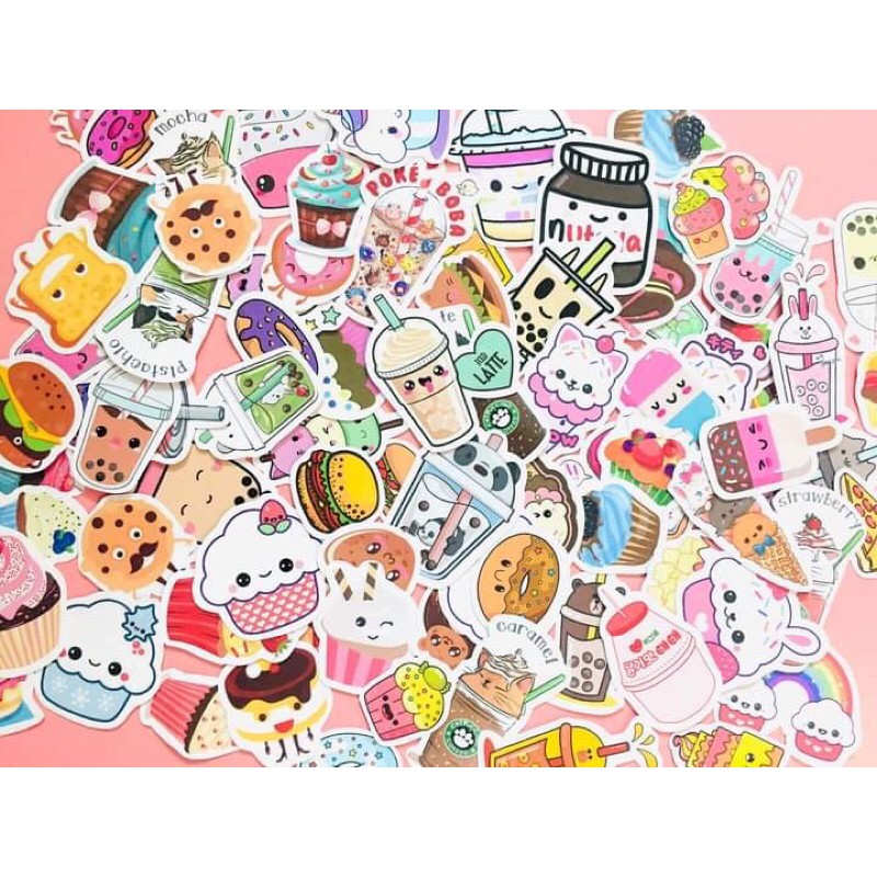 Bộ 10-50 sticker đồ ăn cực cute đáng yêu decal