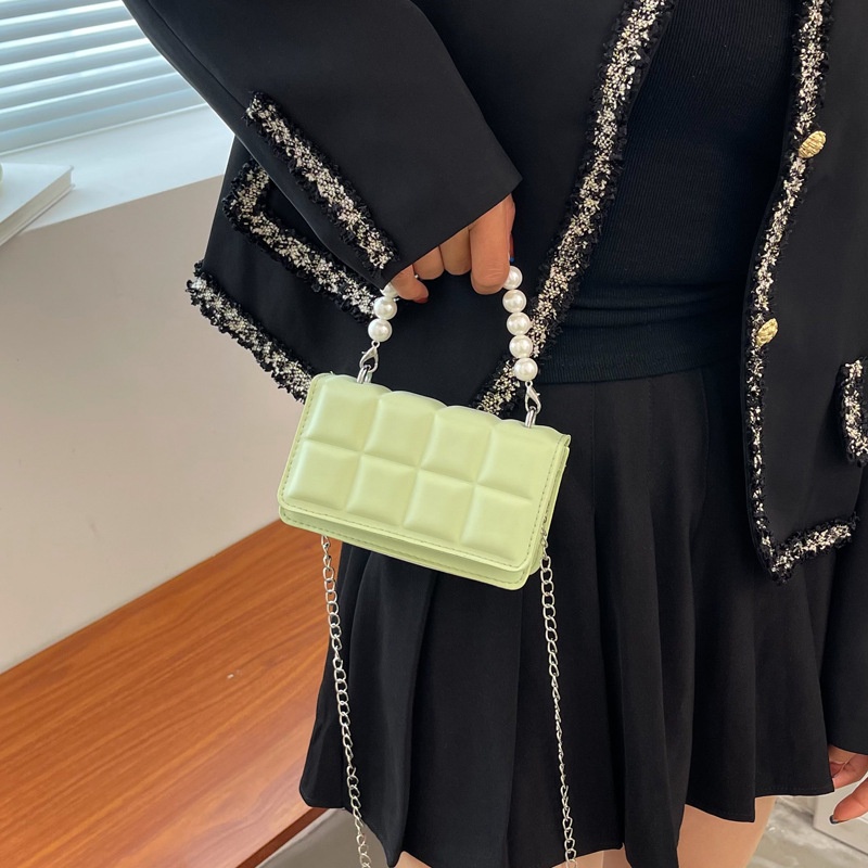 Túi đeo chéo Jasmin Noir họa tiết dập caro đính ngọc trai giả thời trang cho nữ