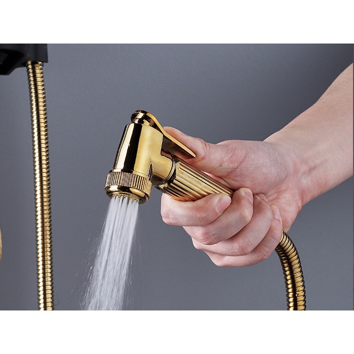 Bộ cây sen tắm nóng lạnh cao cấp MORALLY- BLACKGOLD-Chất liệu mạ đồng cao cấp-Sơn tĩnh điện-Vòi tăng áp