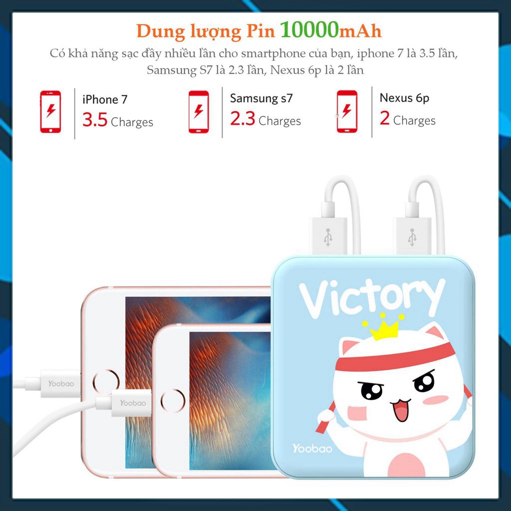 Pin sạc dự phòng YOOBAO YB-6024 dung lượng pin 10000mAh Chính Hãng Tặng túi + cáp sạc