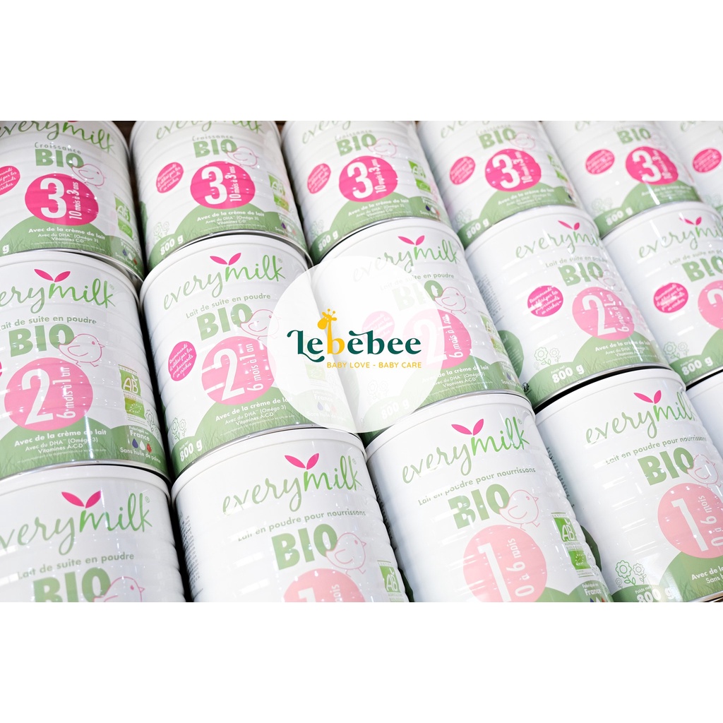 Sữa hữu cơ nguyên kem EVERYMILK BIO của Pháp, hộp 800gr