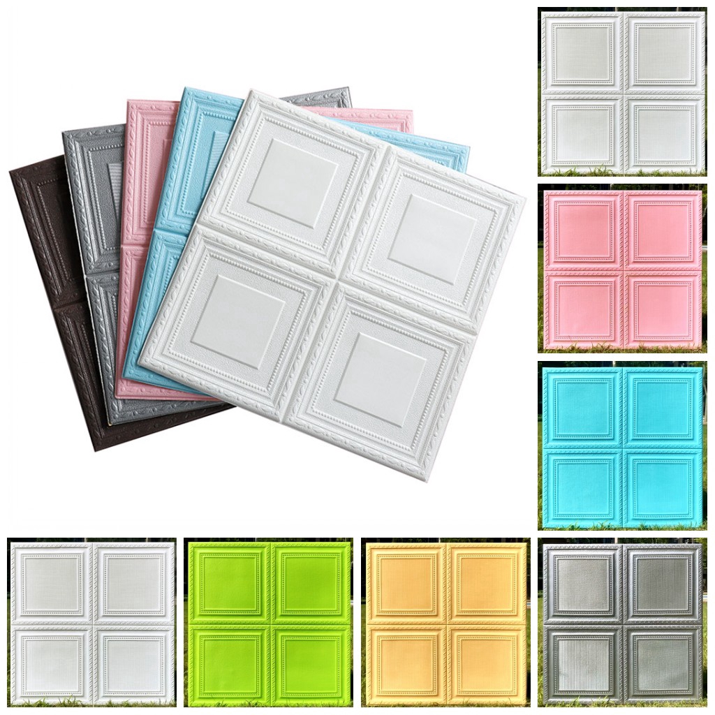 Miếng dán tường ba chiều bằng xốp cỡ 70*70cm trang trí cho phòng khách
