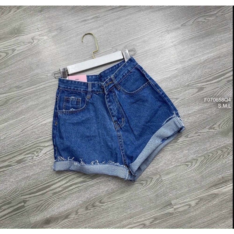 Quần Short jean rách 1 ống đáy cao TT0706