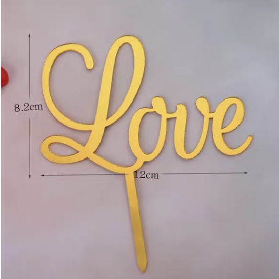 set 10 mica love trang trí bánh kem