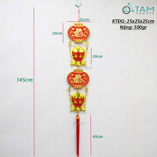 Dây treo Tết lồng đèn song ngư cỡ lớn D145cm T-DTRT-60