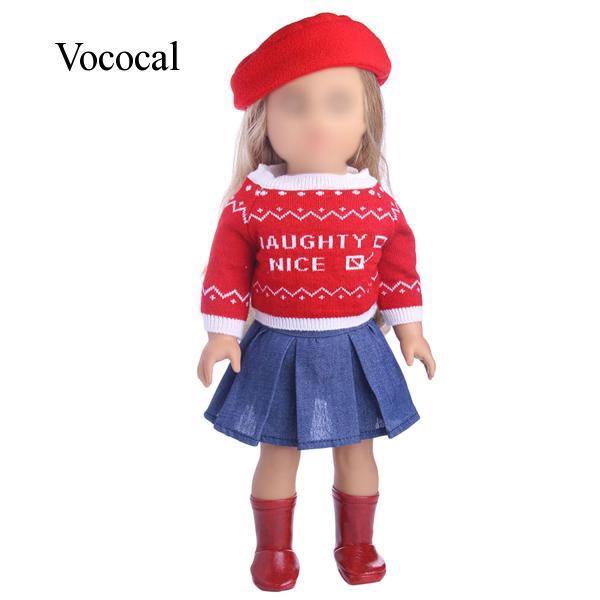 3 pcs Hat Sweater Skirt Dress for 18 inch American Girl Our Generation My Life Doll Outfit Suit Clothes Set Accessories