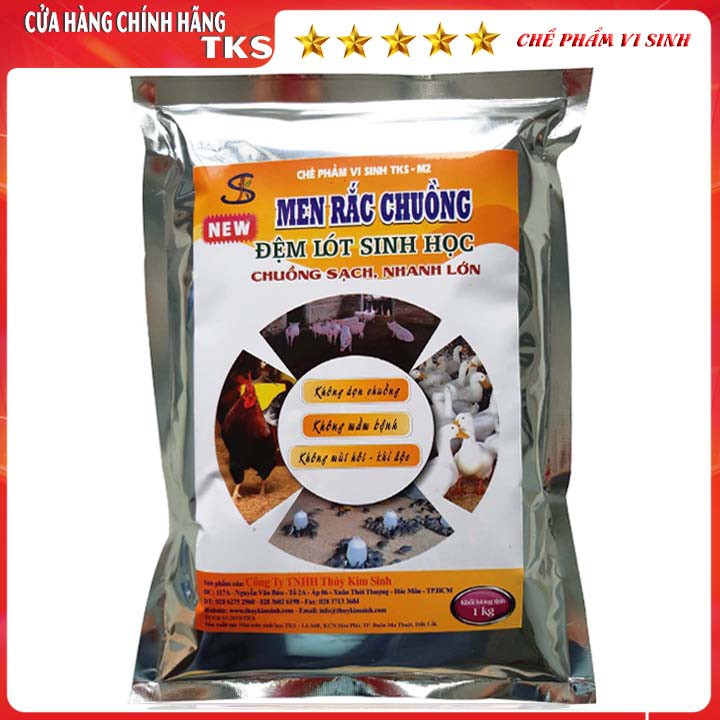 MEN RẮC CHUỒNG TKS - Đệm Lót Sinh Học- Khử Mùi Hôi Chuồng Trại - Gói 1kg