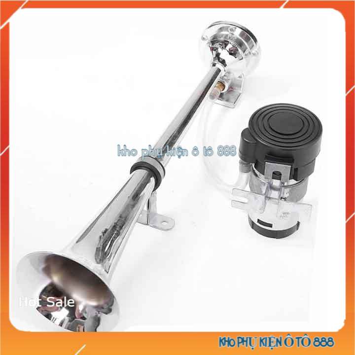 Còi Sinh Hơi Ô Tô Mạ Chrome Không Gỉ HW-1207A 60W Dài 38Cm Điện 12/24V