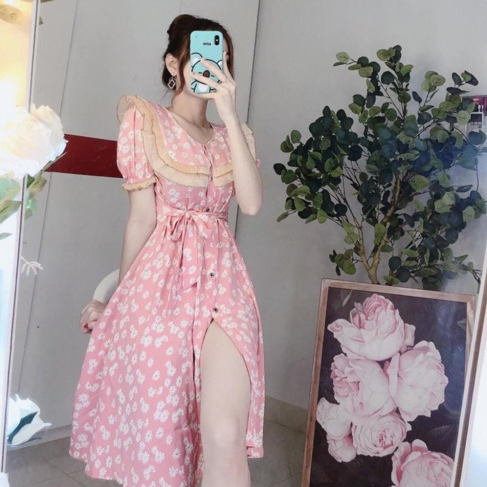 Đầm hoa nhí VINTAGE HC003 in hoa cúc cổ viển bèo, from suông dài DBN228 | BigBuy360 - bigbuy360.vn