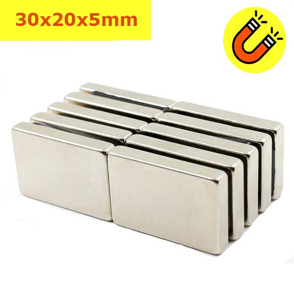 Nam châm đất hiếm hình chữ nhật 30x20x3/5/10mm từ tính mạnh N35
