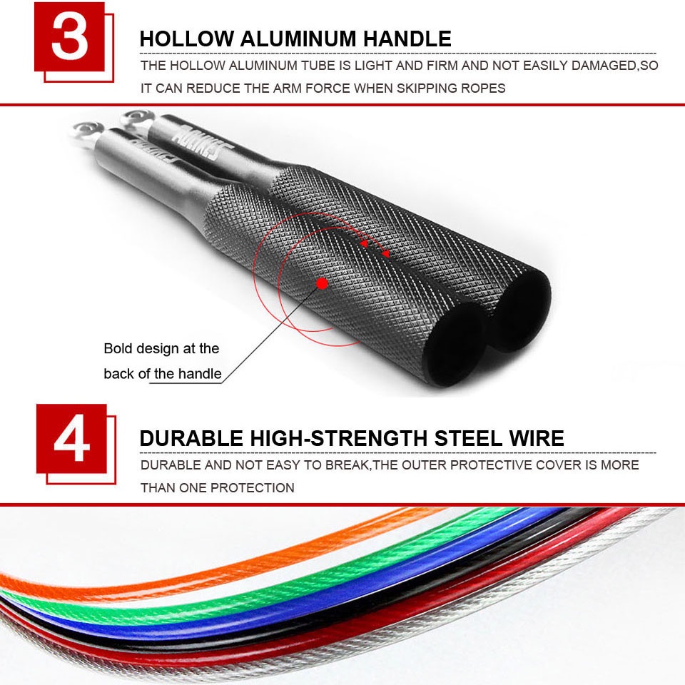 Aolikes Dây Nhảy Bằng Nhôm Có Thể Điều Chỉnh Cho Nam Và Nữ