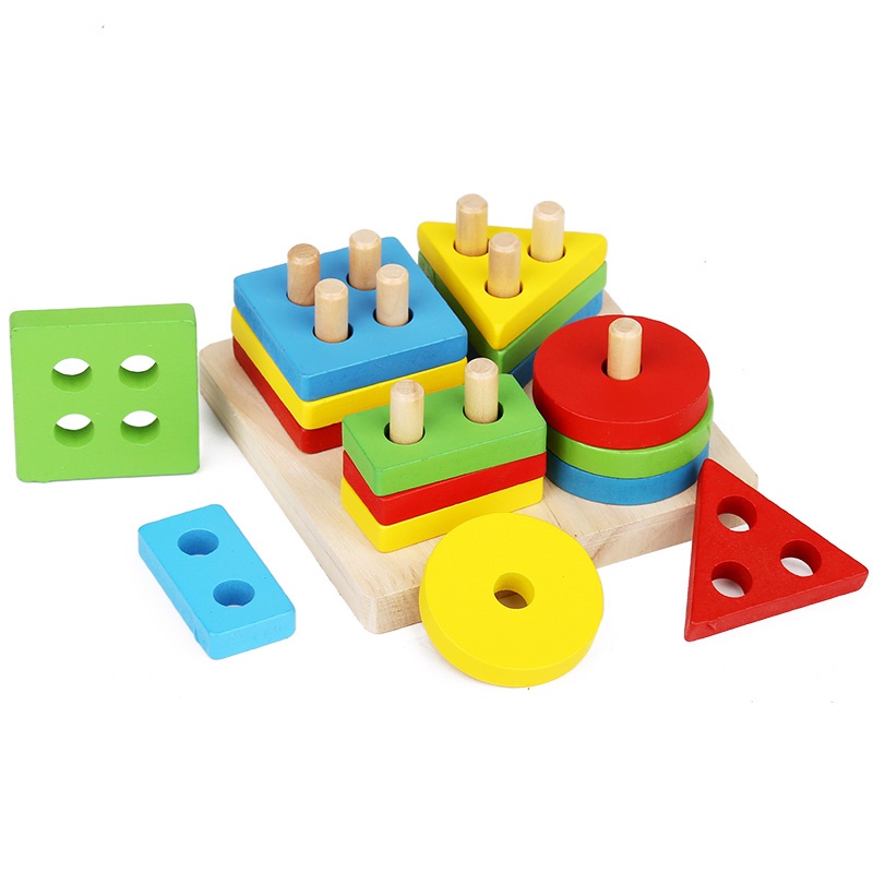 Đồ Chơi Gỗ Montessori Benrikids Combo Hộp Học Đếm Có Hình Ảnh Minh Họa Và Bộ Thả Hình Khối Cho Bé Phát Triển Thông Minh