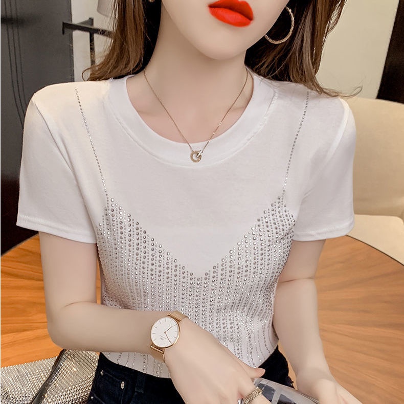 Áo Thun Đen 95% Cotton Tay Ngắn Dáng Ôm Thời Trang Mùa Hè Năng Động Cho Nữ