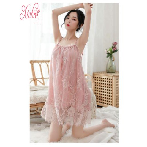 Đầm Ngủ, Váy Ngủ MS5174 Hai Dây Phối Ren Sexy Girl | BigBuy360 - bigbuy360.vn