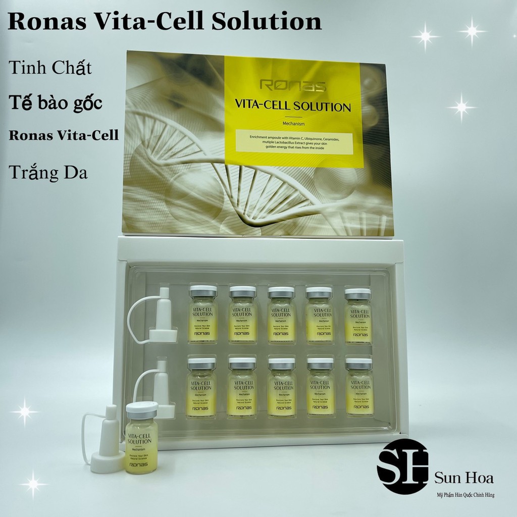 Ronas Vita-Cell Solution-Tinh Chất Tế Bào Gốc Tái Tạo Da, Trắng Da