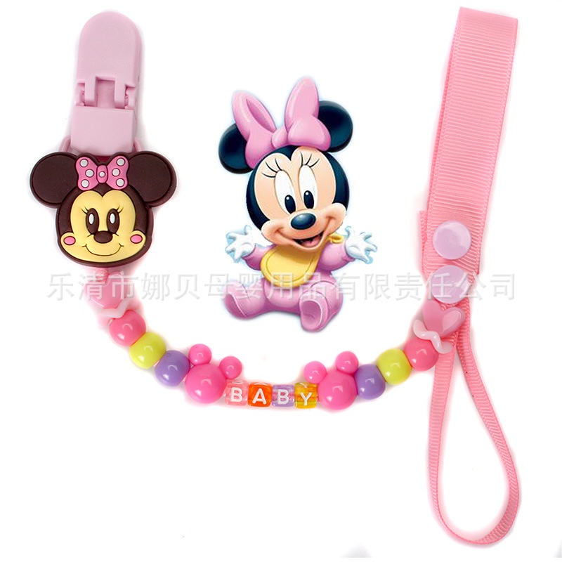 Dây Đeo Núm Ti Giả Chống Lạc Bằng Silicon Hình Chuột Mickey Stitch Disney Cho Bé Sơ Sinh